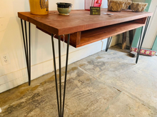 Load image into Gallery viewer, Handmade Industrial Desk: Gunstock Wood Top, Hairpin Metal Legs
