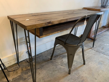 Load image into Gallery viewer, Handmade Industrial Desk: Provincial Wood Top with Hairpin Metal Legs
