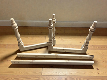 Load image into Gallery viewer, DIY Farmhouse Table Kit Turned Legs Unfinished Wood Base Fits 5-Foot or 6-Foot Tops
