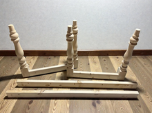 Load image into Gallery viewer, DIY Farmhouse Table Kit Turned Legs Unfinished Wood Base Fits 5-Foot or 6-Foot Tops
