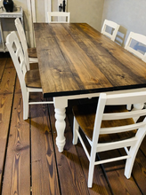 Load image into Gallery viewer, DIY Farmhouse Table Kit Turned Legs Unfinished Wood Base Fits 5-Foot or 6-Foot Tops
