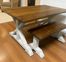 Load image into Gallery viewer, DIY Trestle Table Legs: Solid Wood Farmhouse Kitchen Table Base
