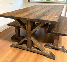 Load image into Gallery viewer, DIY Trestle Table Legs: Solid Wood Farmhouse Kitchen Table Base
