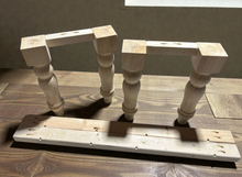 Load image into Gallery viewer, DIY Farmhouse Bench Kit Turned Legs Unfinished Wood Base Fits 4-Foot or 5-Foot Seating
