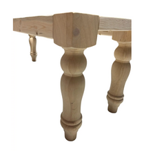 Load image into Gallery viewer, DIY Farmhouse Bench Kit Turned Legs Unfinished Wood Base Fits 4-Foot or 5-Foot Seating
