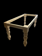 Load image into Gallery viewer, Chunky Turned Table Legs DIY Farmhouse Kit Unfinished Base Dining Furniture Custom
