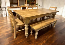 Load image into Gallery viewer, Chunky Turned Table Legs DIY Farmhouse Kit Unfinished Base Dining Furniture Custom
