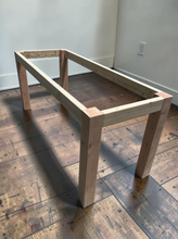 Load image into Gallery viewer, Farmhouse Table Kit Straight Legs DIY Dining Base Unfinished Wood Furniture Build Custom
