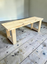 Load image into Gallery viewer, DIY Bench Kit Farmhouse Wood Dining Entryway Mudroom Unfinished Pine Custom Seating
