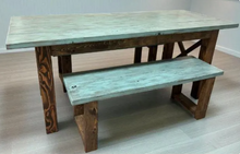 Load image into Gallery viewer, DIY Bench Kit Farmhouse Wood Dining Entryway Mudroom Unfinished Pine Custom Seating
