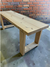 Load image into Gallery viewer, DIY Bench Kit Farmhouse Wood Dining Entryway Mudroom Unfinished Pine Custom Seating
