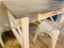 Load image into Gallery viewer, Rustic Farmhouse Desk: Antique White Base, Gray Whitewash Top
