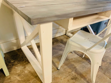 Load image into Gallery viewer, Rustic Farmhouse Desk: Antique White Base, Gray Whitewash Top
