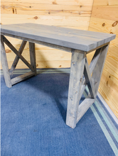 Load image into Gallery viewer, Rustic Farmhouse Desk: Handmade Gray Stained Wood Console Table
