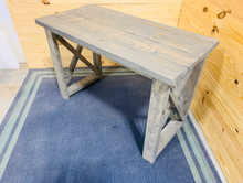Load image into Gallery viewer, Rustic Farmhouse Desk: Handmade Gray Stained Wood Console Table
