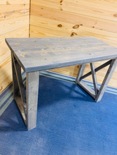 Load image into Gallery viewer, Rustic Farmhouse Desk: Handmade Gray Stained Wood Console Table
