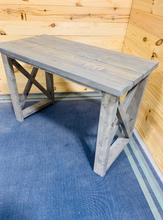 Load image into Gallery viewer, Rustic Farmhouse Desk: Handmade Gray Stained Wood Console Table
