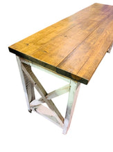 Load image into Gallery viewer, 6-Foot Rustic Farmhouse Desk: Provincial Top, Distressed White Base
