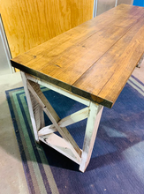 Load image into Gallery viewer, 6-Foot Rustic Farmhouse Desk: Provincial Top, Distressed White Base
