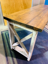 Load image into Gallery viewer, 6-Foot Rustic Farmhouse Desk: Provincial Top, Distressed White Base
