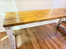 Load image into Gallery viewer, 6-Foot Rustic Farmhouse Desk: Provincial Top, Distressed White Base
