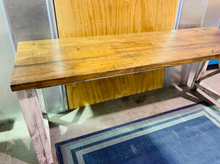 Load image into Gallery viewer, 6-Foot Rustic Farmhouse Desk: Provincial Top, Distressed White Base
