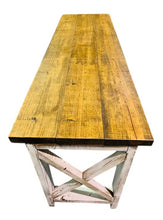 Load image into Gallery viewer, 6-Foot Rustic Farmhouse Desk: Provincial Top, Distressed White Base

