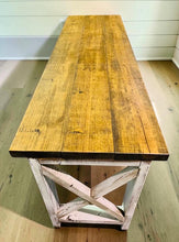 Load image into Gallery viewer, 6-Foot Rustic Farmhouse Desk: Provincial Top, Distressed White Base
