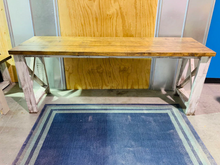 Load image into Gallery viewer, 6-Foot Rustic Farmhouse Desk: Provincial Top, Distressed White Base

