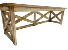 Load image into Gallery viewer, Rustic Farmhouse Desk: Dark Walnut Top, White Distressed Base, X Accents
