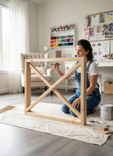 Load image into Gallery viewer, X Table Legs Unfinished Wood Dining Base Farmhouse Rustic DIY Furniture Set

