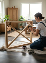 Load image into Gallery viewer, X Table Legs Unfinished Wood Dining Base Farmhouse Rustic DIY Furniture Set
