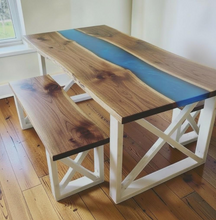 Load image into Gallery viewer, X Table Legs Unfinished Wood Dining Base Farmhouse Rustic DIY Furniture Set
