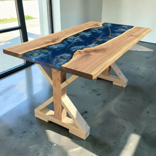 Load image into Gallery viewer, Narrow Trestle Table Legs Unfinished Wood Farmhouse DIY Console Buffet Dining Base
