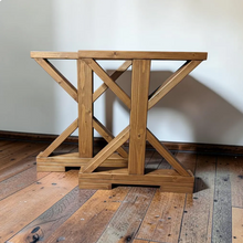Load image into Gallery viewer, Narrow Trestle Table Legs Unfinished Wood Farmhouse DIY Console Buffet Dining Base
