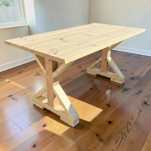 Load image into Gallery viewer, Narrow Trestle Table Legs Unfinished Wood Farmhouse DIY Console Buffet Dining Base
