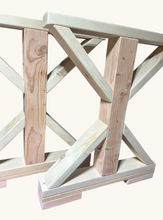 Load image into Gallery viewer, Narrow Trestle Table Legs Unfinished Wood Farmhouse DIY Console Buffet Dining Base

