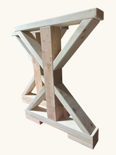 Load image into Gallery viewer, Narrow Trestle Table Legs Unfinished Wood Farmhouse DIY Console Buffet Dining Base

