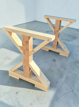 Load image into Gallery viewer, Narrow Trestle Table Legs Unfinished Wood Farmhouse DIY Console Buffet Dining Base
