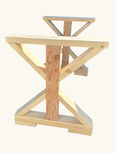 Load image into Gallery viewer, Narrow Trestle Table Legs Unfinished Wood Farmhouse DIY Console Buffet Dining Base
