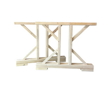 Load image into Gallery viewer, Unfinished Trestle Dining Table Legs: DIY Farmhouse Kitchen Table Base Kit
