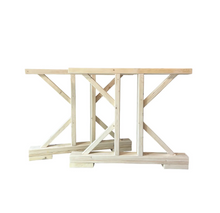 Load image into Gallery viewer, Unfinished Trestle Dining Table Legs: DIY Farmhouse Kitchen Table Base Kit
