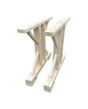 Load image into Gallery viewer, Unfinished Trestle Dining Table Legs: DIY Farmhouse Kitchen Table Base Kit
