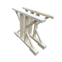 Load image into Gallery viewer, Unfinished Trestle Dining Table Legs: DIY Farmhouse Kitchen Table Base Kit

