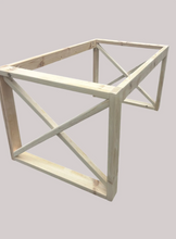 Load image into Gallery viewer, X Table Base Kit DIY Farmhouse Dining Wood Legs Skirting Rustic Unfinished Furniture
