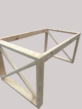 Load image into Gallery viewer, X Table Base Kit DIY Farmhouse Dining Wood Legs Skirting Rustic Unfinished Furniture
