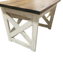 Load image into Gallery viewer, Rustic Farmhouse Desk: Dark Walnut Top, White Distressed Base, X Accents
