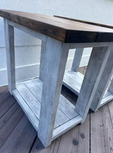 Load image into Gallery viewer, Rustic Farmhouse End Table Set, Rectangle Wooden Bedside Stand, Distressed Provincial Livingroom Accent
