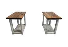 Load image into Gallery viewer, Rustic Farmhouse End Table Set, Rectangle Wooden Bedside Stand, Distressed Provincial Livingroom Accent
