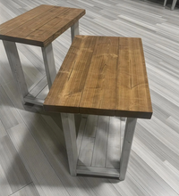 Load image into Gallery viewer, Handmade Rustic End Table Set: Distressed White Farmhouse Side Tables
